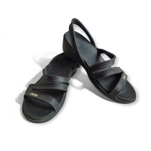 CROCS Patricia Slingback Wedge Sandals Minimalist Design Black 9